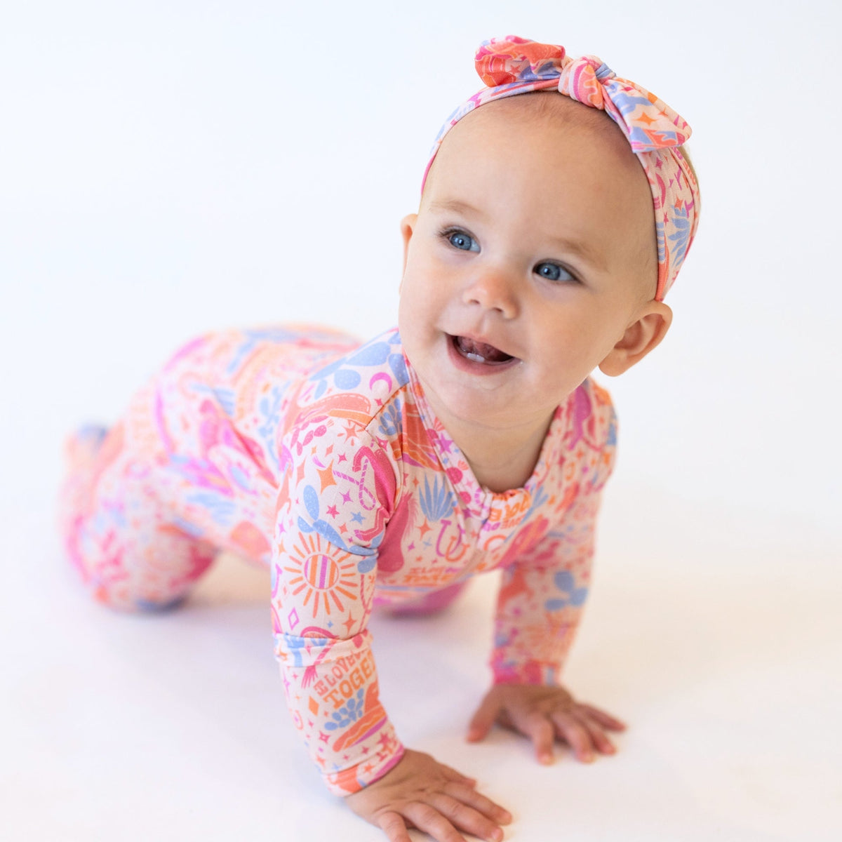 The SoftKnot Bamboo Baby Bow | Saddle Up - Gentle bamboo baby bow that stays in place, ideal for toddlers.