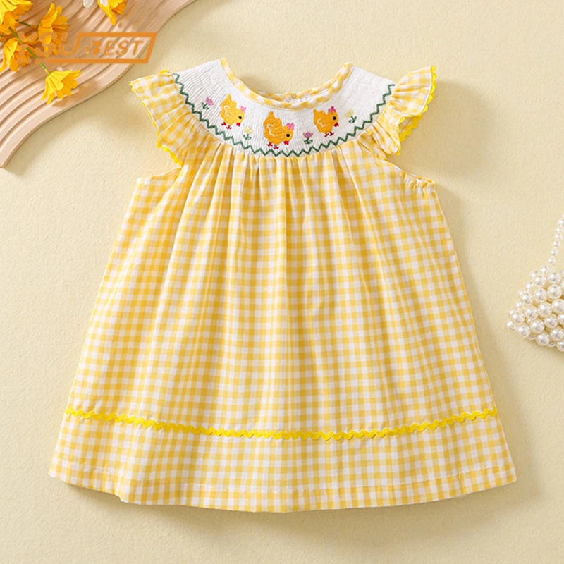 "Little Chickadees" Check Party Dress