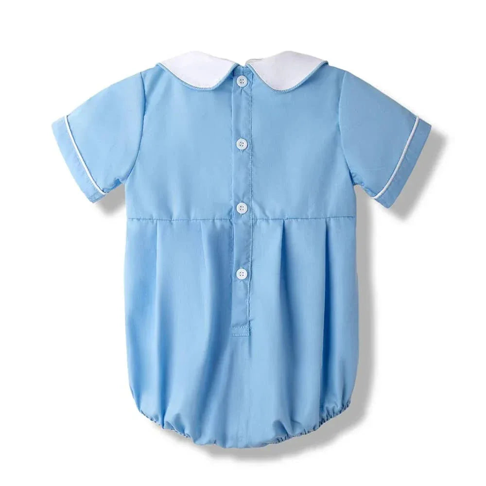 "Santa Cutie" Peter Pan Collar Baby Romper - Soft Cotton, Snap Legs, Holiday Ready - The Palm Beach Baby