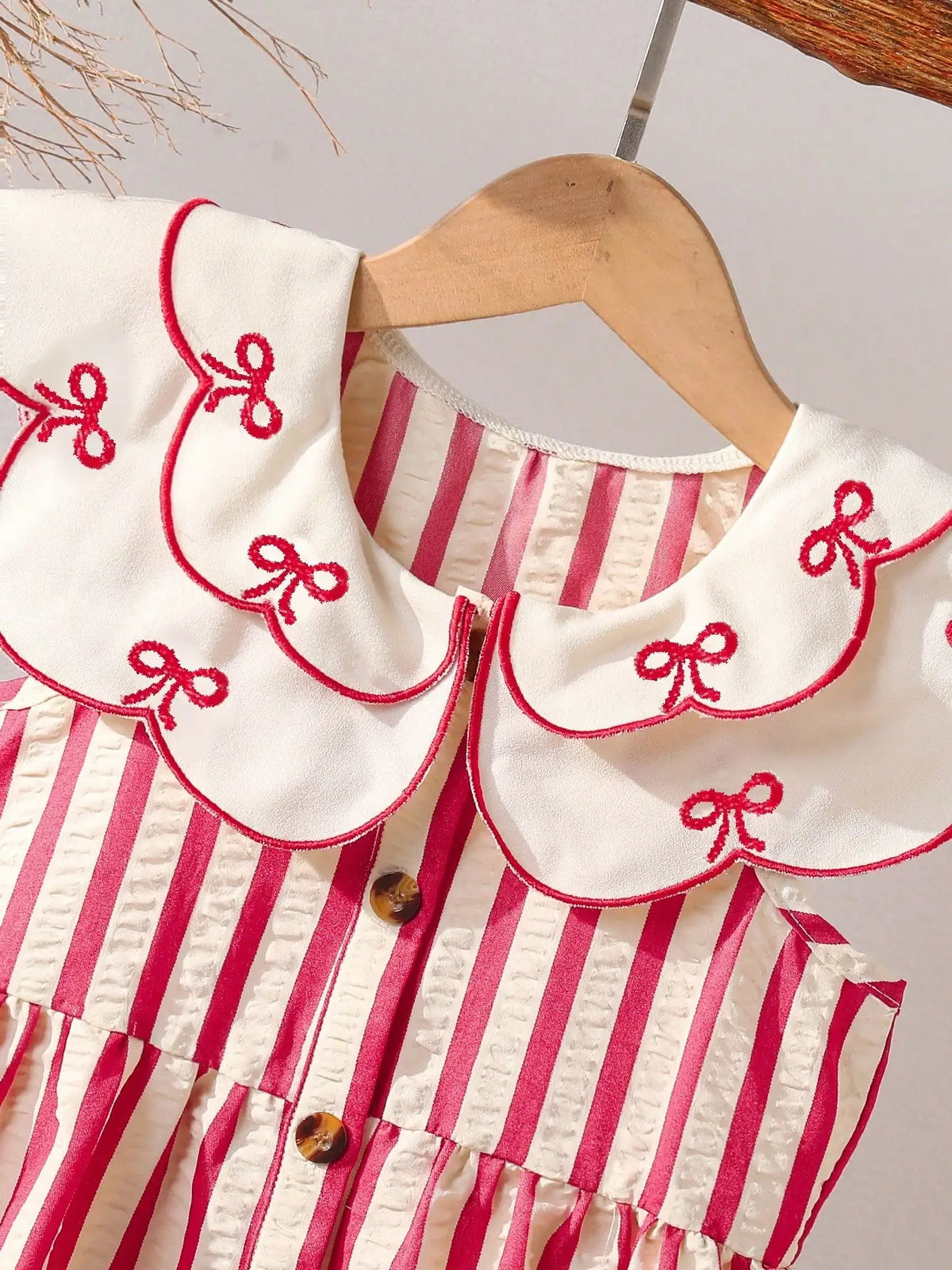 Summer Petal Collar Dress For Little Girls - Seersucker Stripes - The Palm Beach Baby Estimated 12 -21 Day Shipping