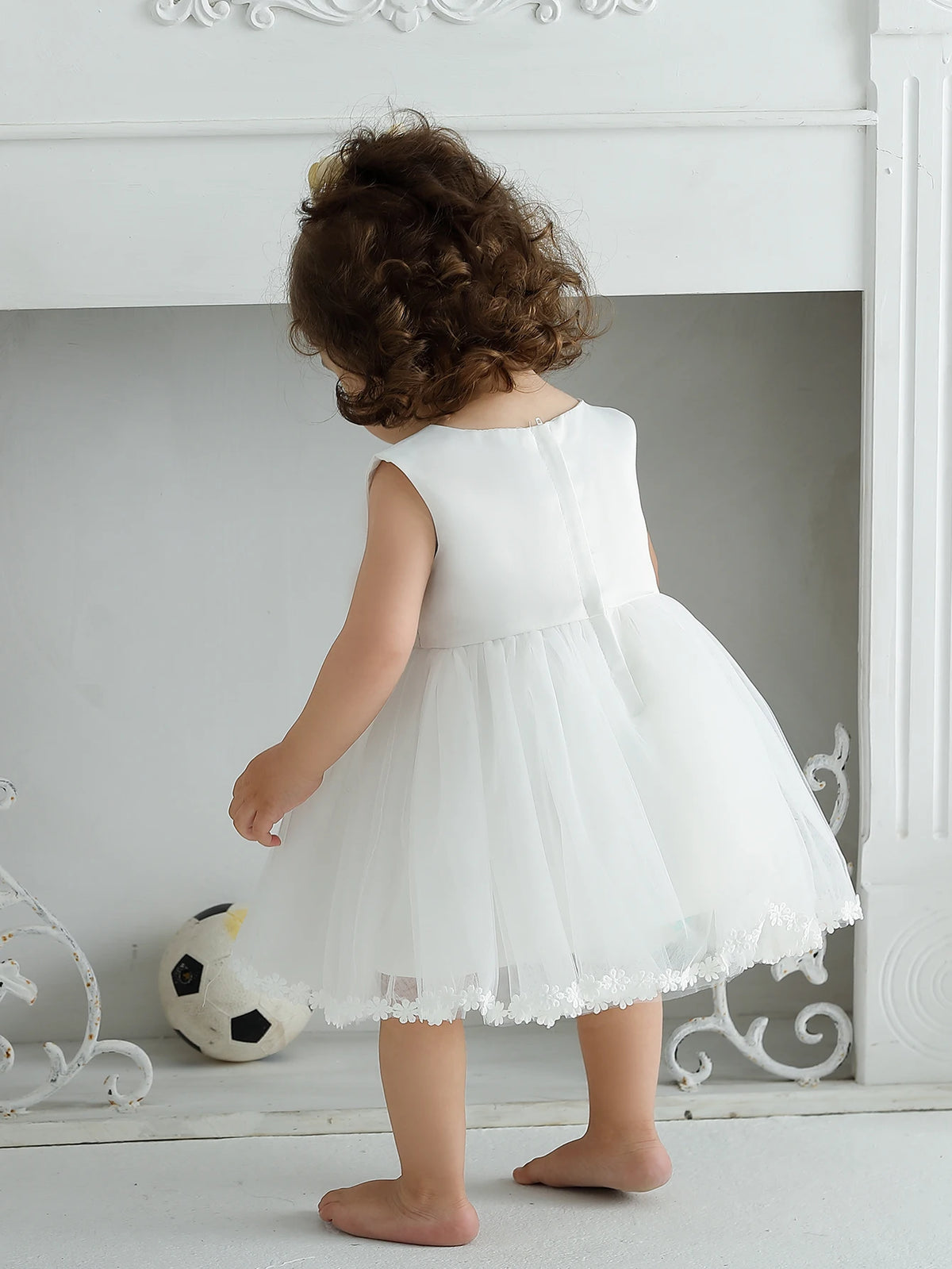 Avery-Ann Sophisticated White Lace And Tulle Special Occasion Dress - The Palm Beach Baby Estimated 12 - 18 Day Shipping