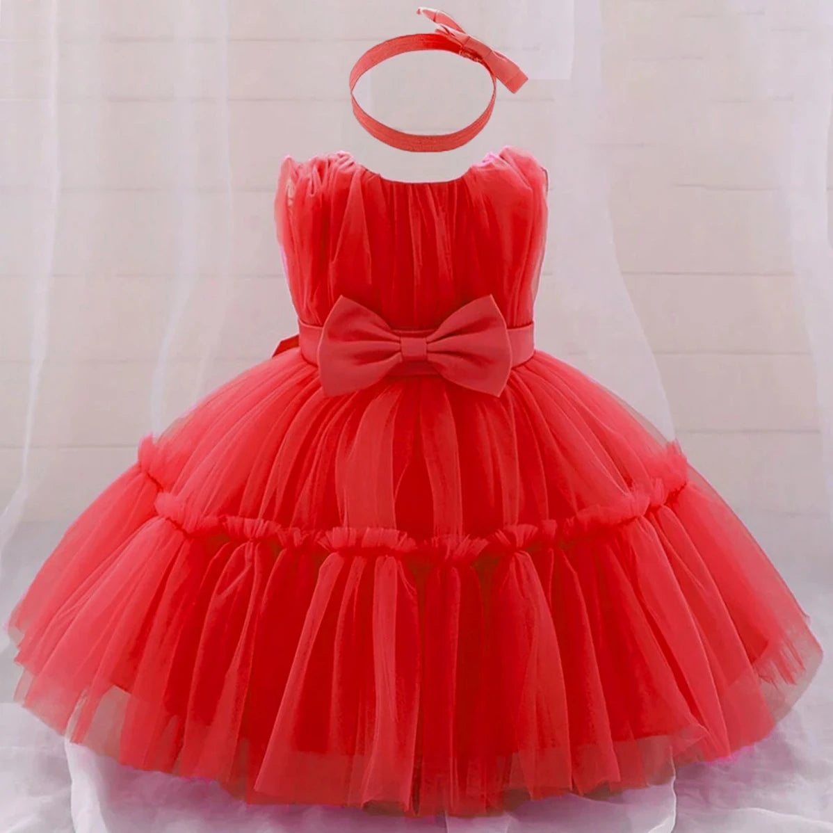 Rowena Lace Special Occasion Dress with Matching Headbow