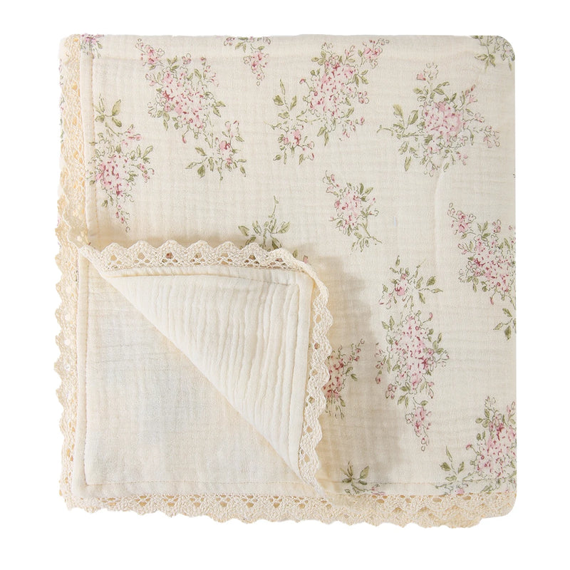 Soft Cotton Baby Blankets with Lace - 3 Designs