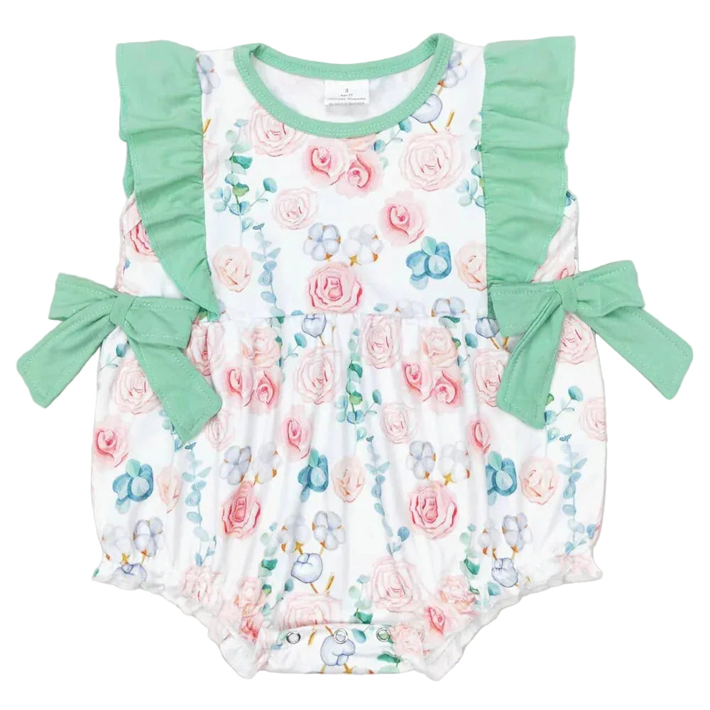 Vivacious Frills Baby Rompers for Girls - Cute Bows & Playful Frills - The Palm Beach Baby Estimated 14 - 20 Day Shipping