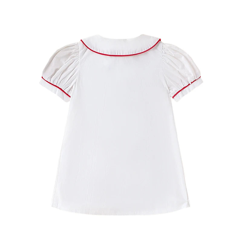 "Cherry Happy" Toddler White Dress -  Adorable Cherry Tassels
