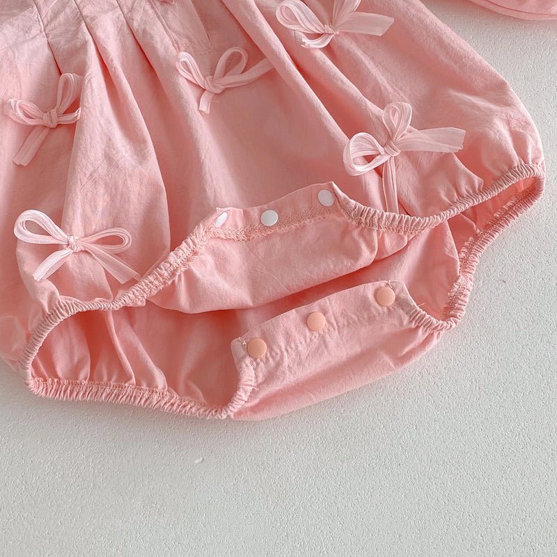 "Pretty in Pink Bows" Bubble - 3-D Bows PeterPan Collar