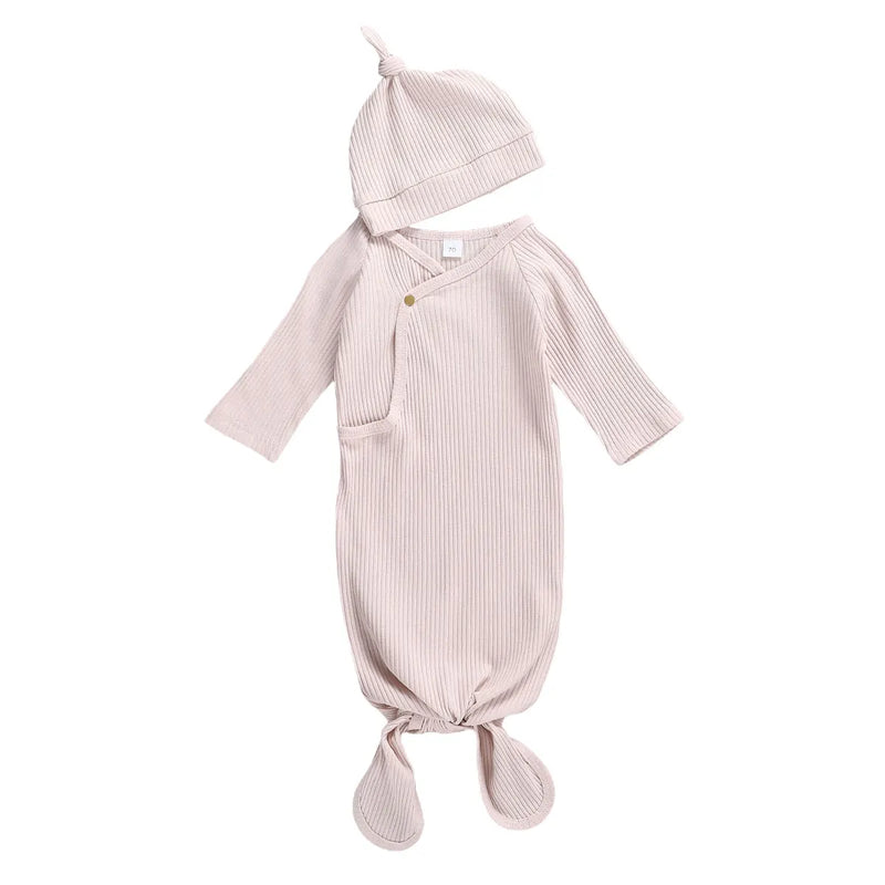 "Logan"  Knitted Swaddle Gown Set - 4 Colors