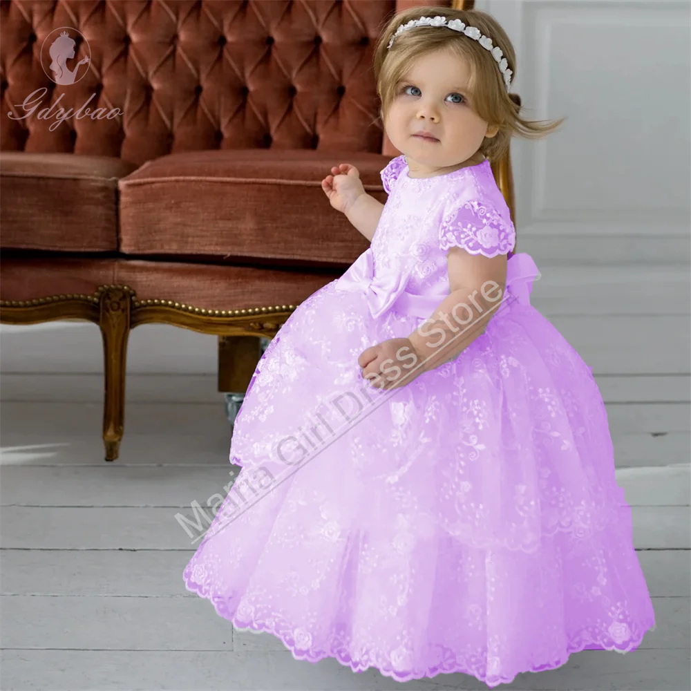 Lucee White Lace Tiered Special Occasion Gown for Girls