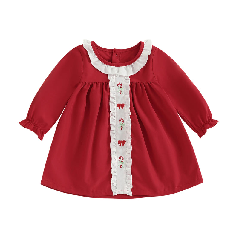 "Clara" Frilly Holiday Embroidered  Dress
