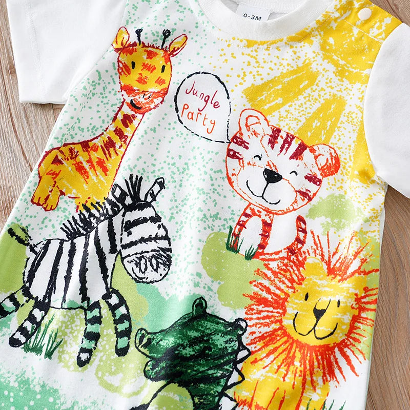 "Jungle Crazy" Short-Sleeved Baby's Romper