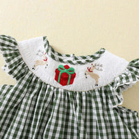 "Christmas Year Long" Boutique Style Dress For Girls - Year-Round Christmas Embroidered A-Line Dress - The Palm Beach Baby