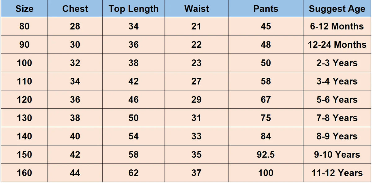 Daria Tulle and Faux Pearls Party Dress size chart with chest, top length, waist, pants, and suggested ages.