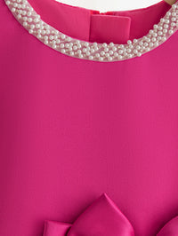 Taylor Elegant Beaded Formal Party Dress for girls 2–7 in pink with beaded round neckline and bow