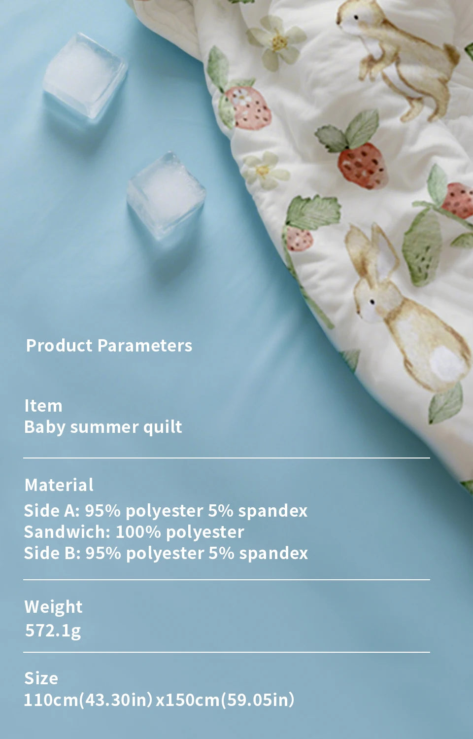 150x110cm Summer Cool Quilted Naptime Blanket - The Palm Beach Baby Estimated 12 - 20 Day Shipping