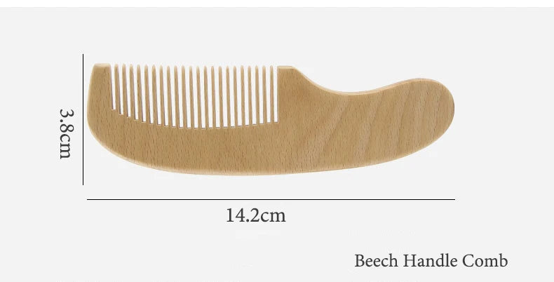 Beech-handle wooden baby comb for infants and toddlers, 14.2 cm long