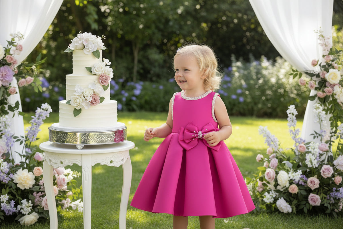 Taylor Elegant Girls Beaded Formal Party Dress - Beaded Neckline And Bow - The Palm Beach Baby Estimate 14-20 Day Shipping