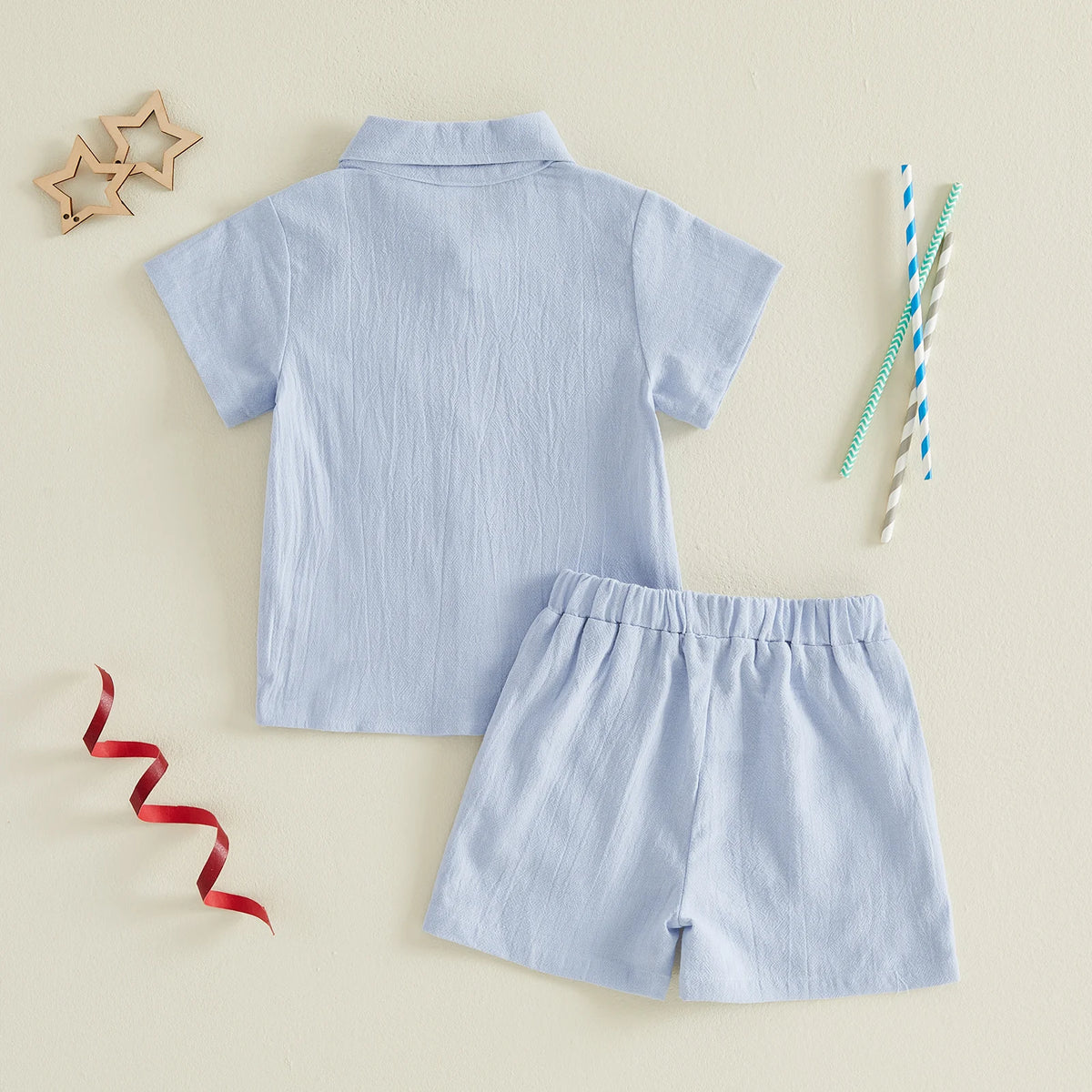 Patriotic Cutie Short Sleeve Shirt & Elastic Waistband Boys Shorts Set - The Palm Beach Baby Estimated 10 - 18 Day Delivery