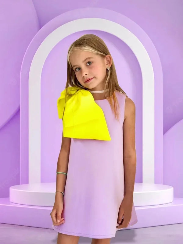 Chic Bow Party Dress for Girls | Elegant A-Line Style in 2 Vibrant Colors - The Palm Beach Baby