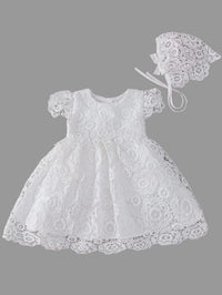 Analee White Lace Dress With Matching Bonnet - The Palm Beach Baby Estimated 12 - 22 Day Shipping