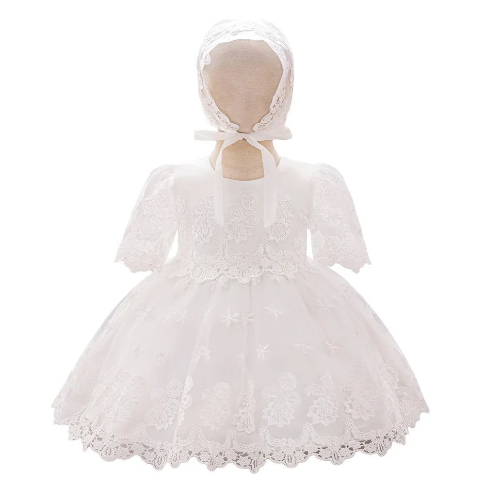 Emma-Marie Lace Baby Dress with Matching Hat for Special Occasion - The Palm Beach Baby Estimated 12 - 20 Day Shipping
