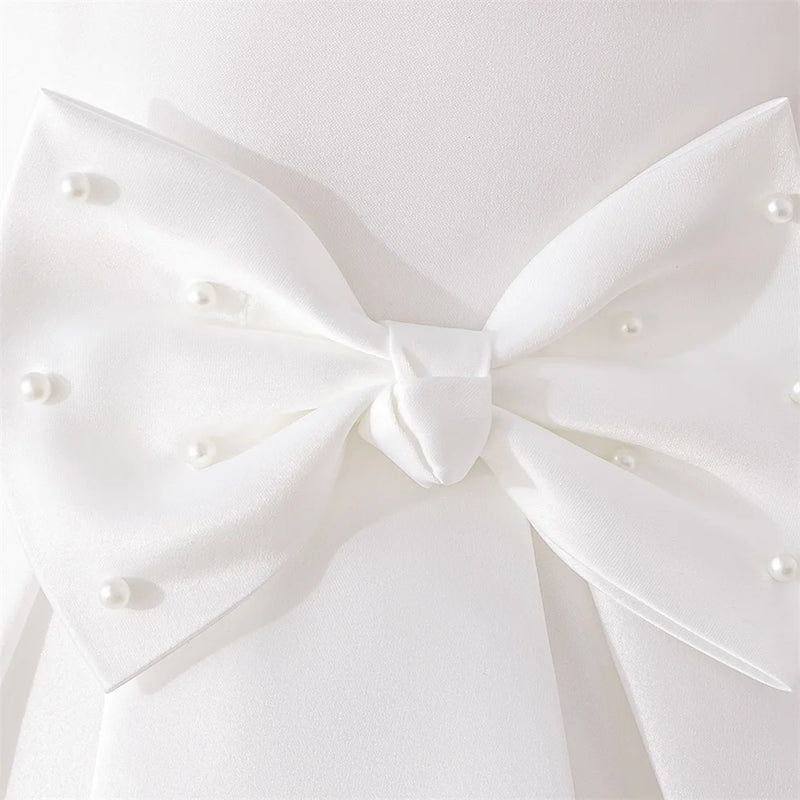"Emery" Elegant Beaded White Occasion Dress