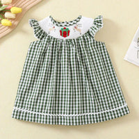 "Christmas Year Long" Boutique Style Dress For Girls - Year-Round Christmas Embroidered A-Line Dress - The Palm Beach Baby