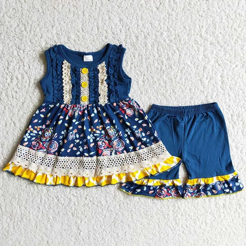 "Boho Glam" Little Girl's Shorts 2 PC Set