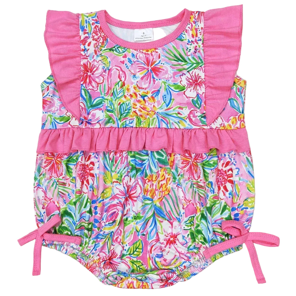 Vivacious Frills Baby Rompers for Girls - Cute Bows & Playful Frills - The Palm Beach Baby Estimated 14 - 20 Day Shipping