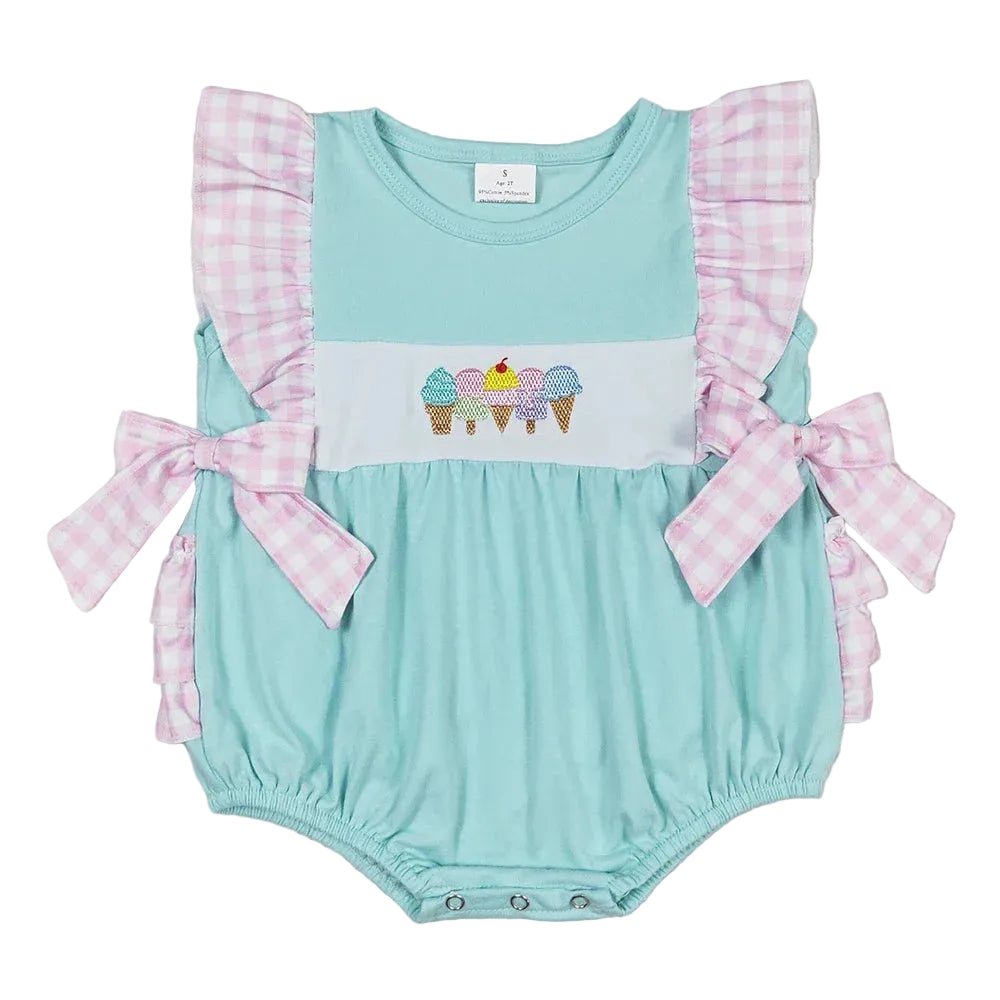 'Palm Beach Dreaming' Boutique Summer Baby Rompers - Cute Bows & Playful Frills - The Palm Beach Baby Estimated 14 - 20 Day Shipping