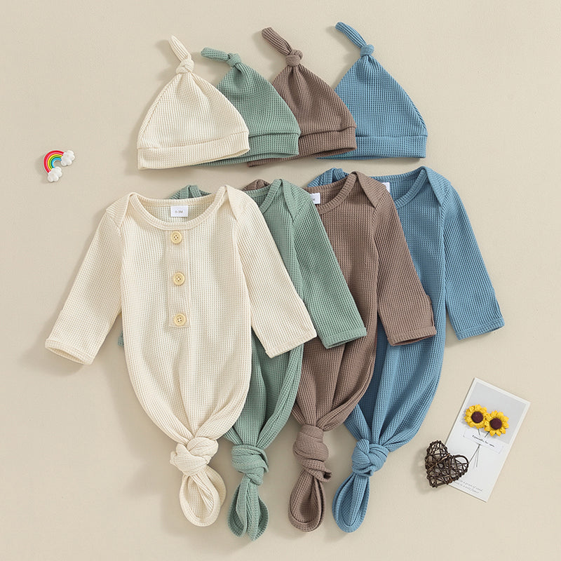 "Logan" Infant's Sleeping Gown + Matching Cap Set