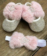 Elegant Rhinestone Crown Shoes & Headpiece Set for Babies - The Palm Beach Baby