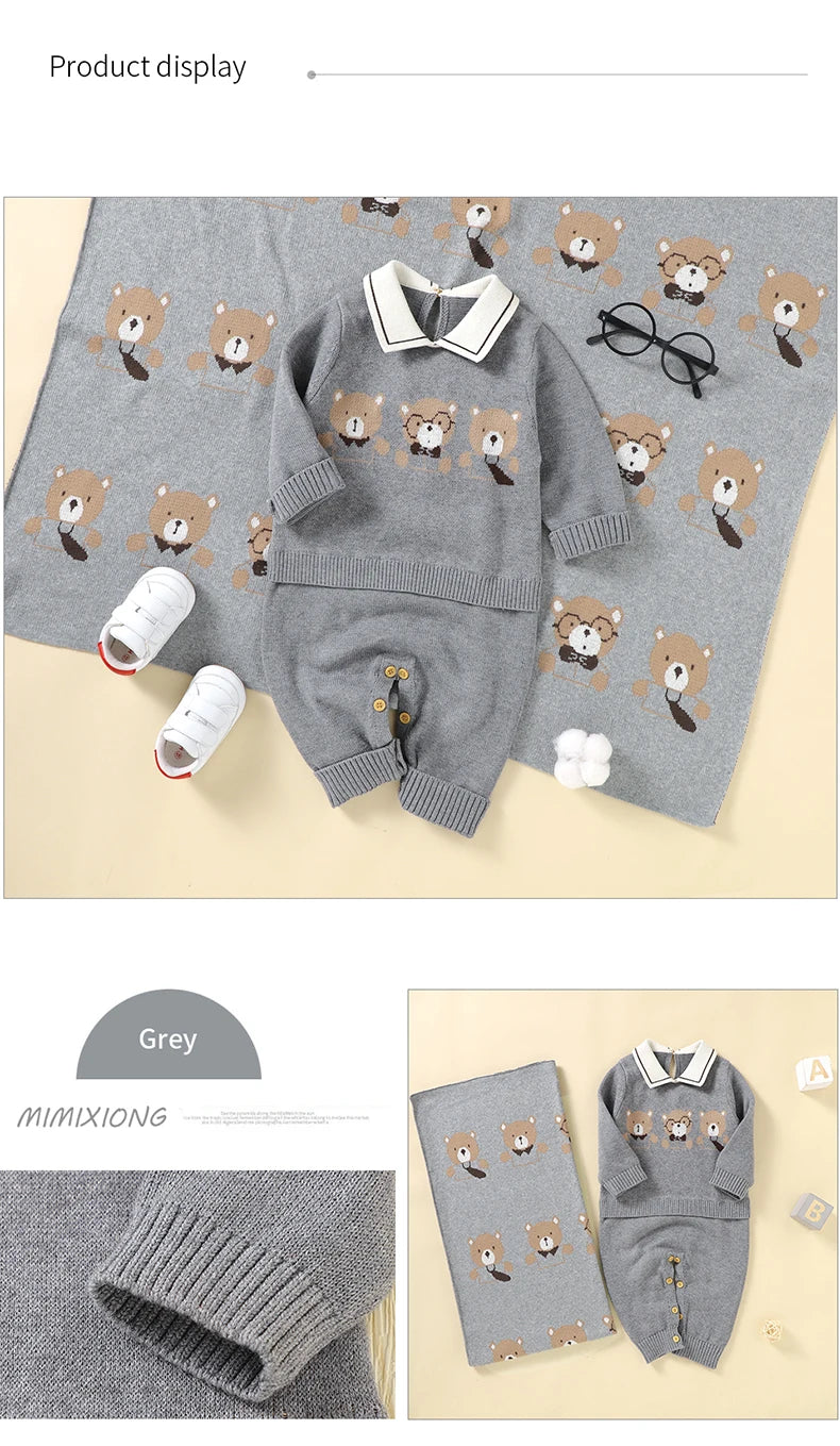 "Beary Cute" Knit Romper And/Or Blanket