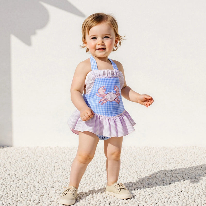 "Little Crab" Girl's Blue Swimsuit