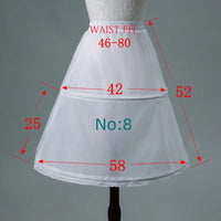 White children's polyester petticoat crinoline underskirt on dress form; adds volume, 6 styles and lengths.
