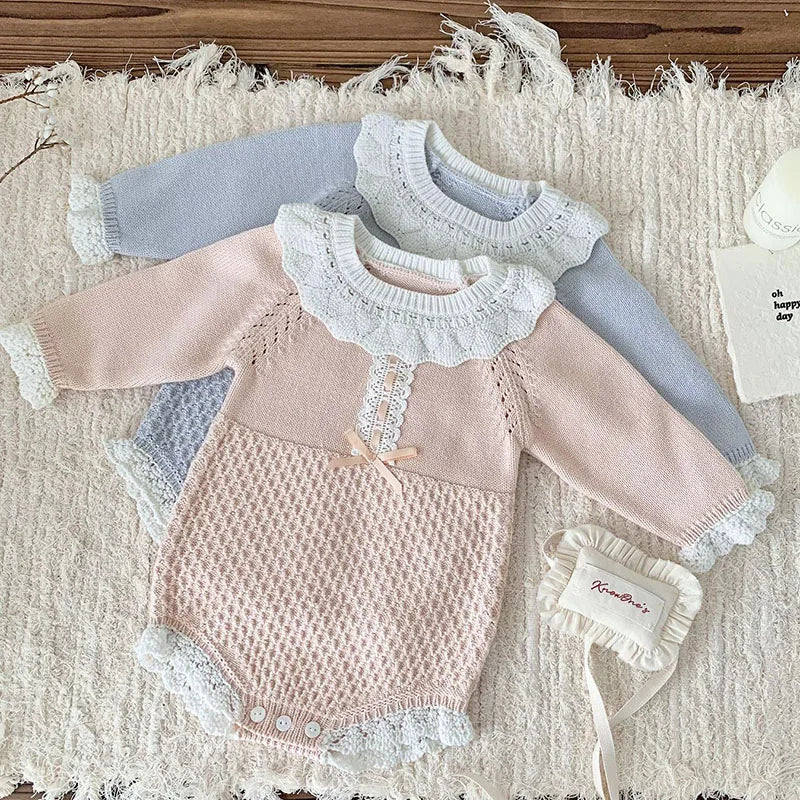 Pretty In Knit Baby's Romper in vibrant princess pink, perfect for stylish and comfortable baby outfits.