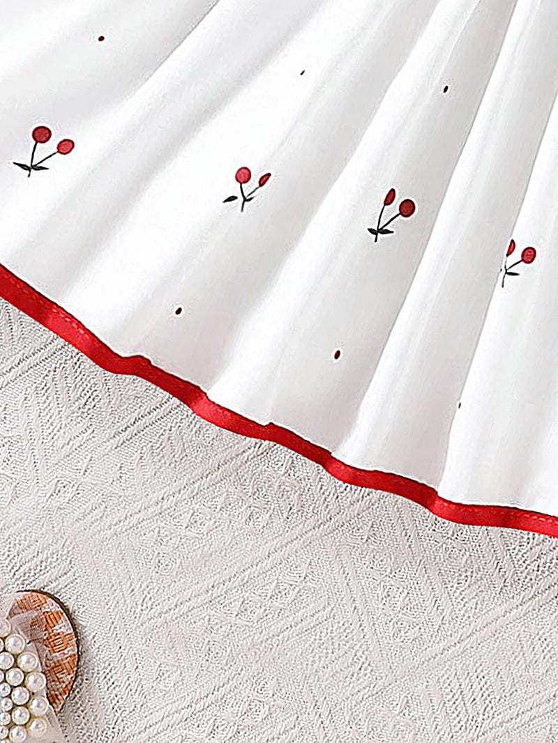 Cherry Merry Flutter Sleeve Girls Dress