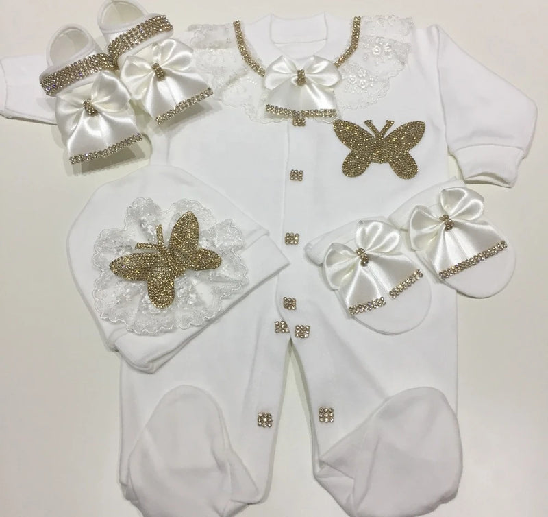 Luxurious  Baby Layette Set - Butterfly Gold