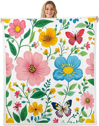 Jungle Rumble Double Sided Children's Blanket Spring/Fall - colorful floral and butterfly pattern.