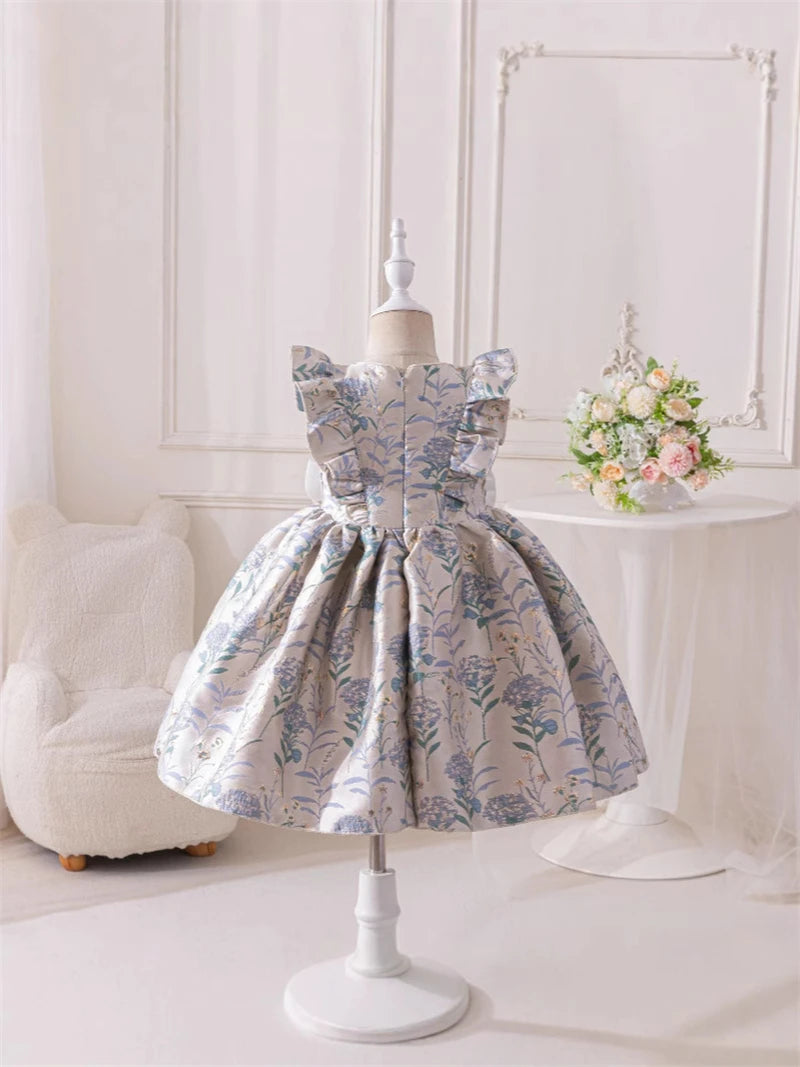 Pamela Princess Purple Puff Flower Girls Party Frock In Elegant Jacquard - The Palm Beach Baby Estimated 12 - 20 Day Shipping