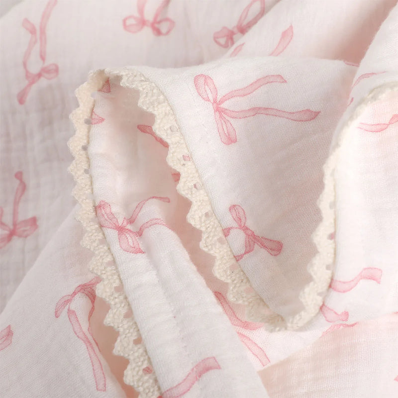 Soft Cotton Baby Blankets with Lace - 3 Designs