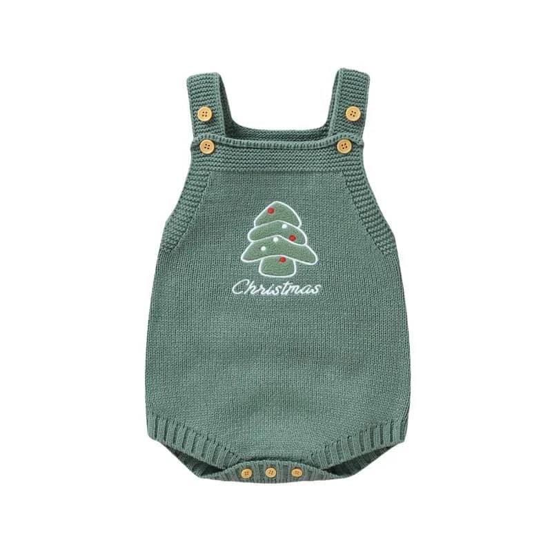 Happy Holidays Embroidered Knit Baby Bubble Overalls - The Palm Beach Baby