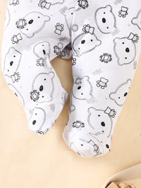 8-piece baby layette set in 100% cotton with a cute grey bear print for 0–9 months.