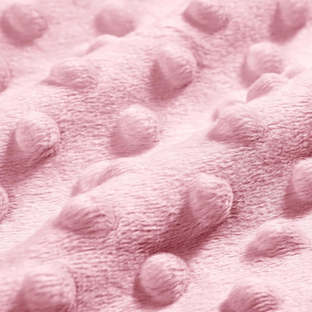 Ellie Elephant pink baby blanket: soft fleece with raised pink polka dots, 30x40 inches.