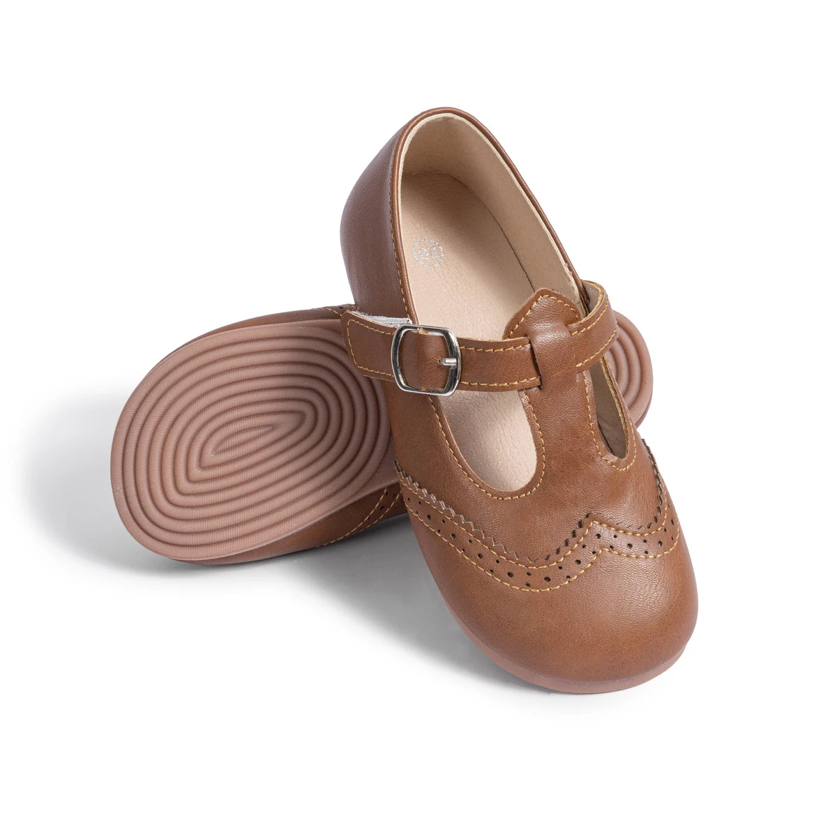 Girls T-Strap Brogue Mary Jane Flats