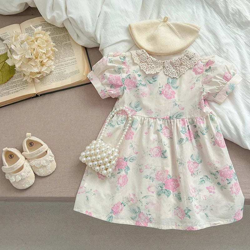 Sweet Celina Polly Pink Floral Lace Collared Dress - The Palm Beach Baby Estimated 15 - 20 Shipping