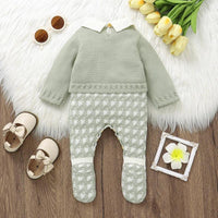 Madeline Baby Knitted Romper in Sage Green - Warm, Stylish, and Comfy for 0-9 Months - The Palm Beach Baby