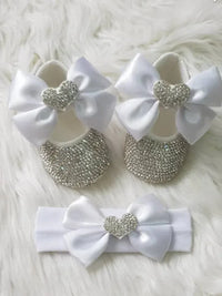Baby Crystal Formal Shoes and Bow Set with Pink Bows - The Palm Beach Baby