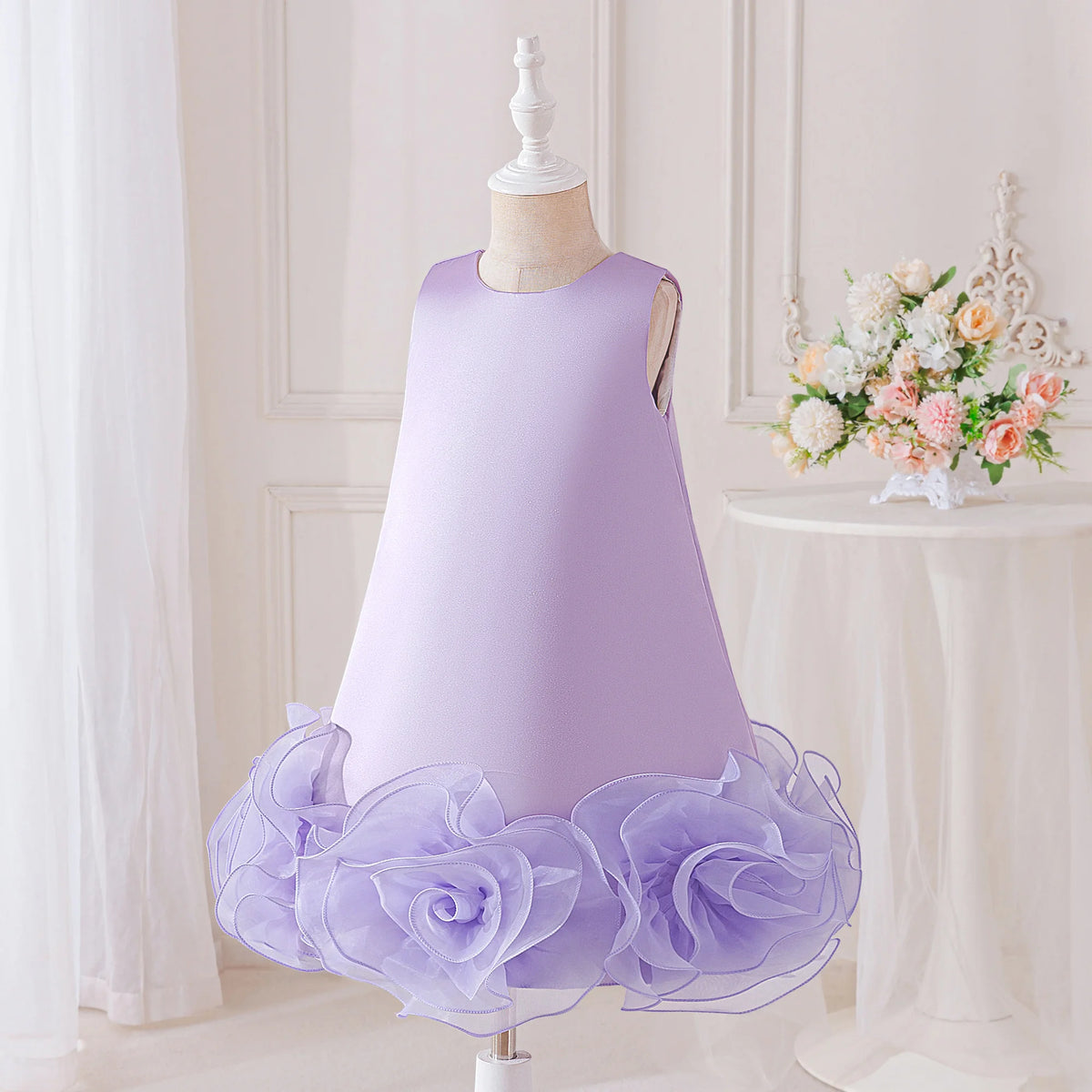 Marlana Elegant Tulle Rosettes Dress for Girls - 5 Color Options