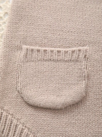 Beary Cute Khaki knitted romper fabric close-up with ribbed cuff
