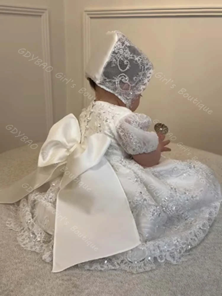 Serena Baby Girls Lace Baptism Dress with Bonnet